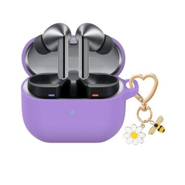 Imagem de QIMZBAAT Capa para Samsung Galaxy Buds 3 e Galaxy Buds 3 Pro e Bud 3 FE com chaveiro fofo de abelha, margarida, capa protetora de silicone macio para Samsung Galaxy Buds3 Series capa carregadora