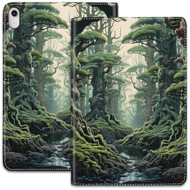 Imagem de Capa para iPad (A16) 11ª geração de 11 polegadas (2025)/iPad 10ª geração 11 polegadas (2022), suporte dobrável ajustável e despertar/hibernar automático, capa protetora à prova de choque, floresta