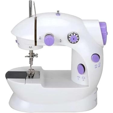 Imagem de Mini Máquina de Costura Portátil SM-202A Bivolt – Compacta c/Luz, Pedal, Corte de Linha e Ajuste de Pontos – Ideal para Reparos, Artesanato e Iniciantes
