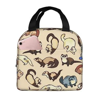 Imagem de SUHNGE Lancheira térmica com estampa de furão peludo, lancheira rolltop para mulheres, homens, adultos e adolescentes