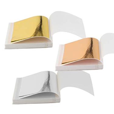 Imagem de 300 peças de folhas douradas coloridas, imitação de papel de folha de ouro para produção de joias, pasta de artesanato e decoração de móveis (3 cores)