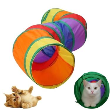 Imagem de Túnel Interativo para Gatos com 3 Entradas e Brinquedo Interno – Labirinto Colorido Dobrável, Estímulo e Exercício para Gatos Filhotes e Adultos – Portátil e Resistente em Poliéster (Em S)