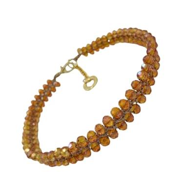 Imagem de Pedras de Luz Colar Curto Artesanal Choker Coleira Gargantilha (Âmbar)