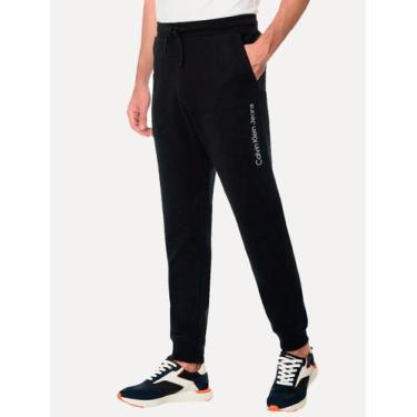 Imagem de Calça Calvin Klein Jeans Masculina Moletom Side New Logo Preta, L/G