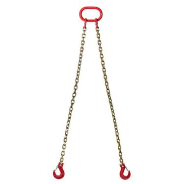 Imagem de Kivomot G80 Correia de corrente de 2 pernas de 9,5 cm, pernas de 1,5 m, corrente de elevação de aço de liga WLL de 2,993 kg com ganchos de segurança para guindaste e elevação aérea