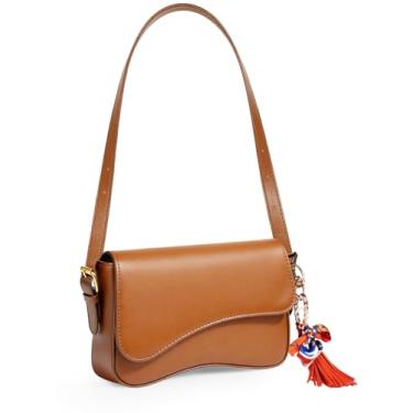 Imagem de Bolsa de ombro feminina Y2K moderna de couro PU Hobo Bolsas Clutch Saddle Crossbody Underarm Bag, Marrom