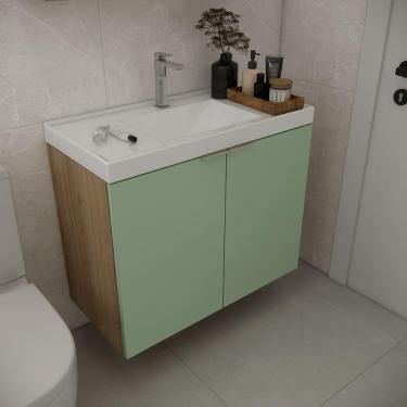 Imagem de Gabinete De Banheiro Com Cuba Vittare 79,6cm Estilare GAB5002 Carvalho-verde