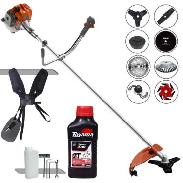 Imagem de Roçadeira Tekna 2hp 52cc + 6 Facas + Escova + óleo Toyama
