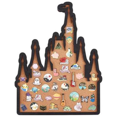 Imagem de BENECREAT Castle Cork Pin Board Bulletin Display Boletim, quadro de cortiça montado na parede para armazenamento de alfinetes de broche, decoração de escritório, casa e escola, 37 x 27,7 cm