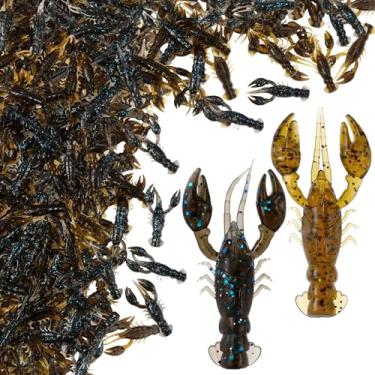 Imagem de Soulchen 80 peças Micro Craw Perfumado Drop Shot Crappie Marrom Preto Pesca Isca de Plástico Macio Iscas de Lagostins Crappie Worms Isca de Equipamento de Pesca (Cor Mista)