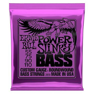 Imagem de Cordas para baixo Ernie Ball Super Slinky P02831, revestimento de níquel, calibre 55-110