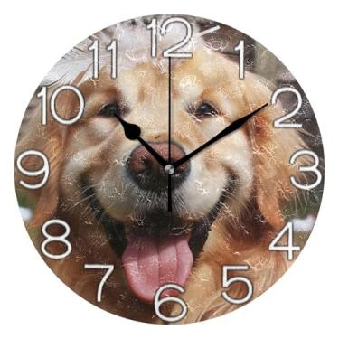 Imagem de GAIGEO Relógio de parede analógico decorativo escritório cozinha relógio estético silencioso sem tique-taque, decoração de parede vintage sala de estar pena de cachorro fofo, 25 cm, ponteiros pretos