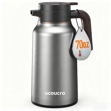 Imagem de Garrafa térmica de café de 1,984 g/2L – Garrafas de aço inoxidável 18/8 para líquidos quentes - Dispensador de café isolado para manter bebidas quentes/frias, café, chá, água, dispensador de bebidas