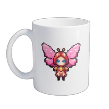 Imagem de Caneca Xícara de Café Porcelana 300ml Borboleta Minecraft Pixel Art