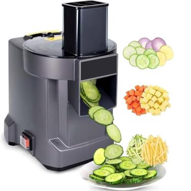 Imagem de lealovengzh Processador de alimentos elétrico 3 em 1: Cortador de legumes, fatiador, ralador | cortador de legumes automático, picador comercial legumes e frutas, para cebolas, batatas, repolho e
