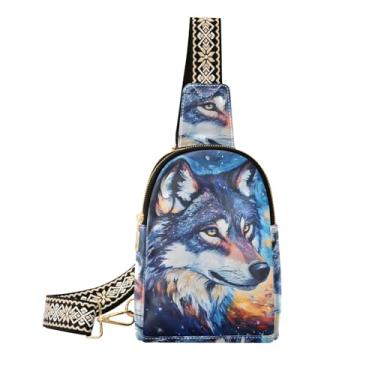 Imagem de CEBUGI Bolsa feminina Wolf pequena tiracolo de couro, pochete para trilhas, viagens ao ar livre