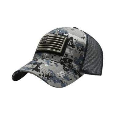 Imagem de Bandeira americana camuflagem adesivo bordado Baseball Cap Net Hat Men