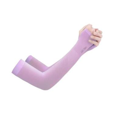 Imagem de Manguitos De Proteção Solar Em Seda Gelada Unissex, Elásticos E Fresco