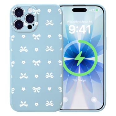 Imagem de MAYCARI Capa para iPhone 16 Pro Max de 6,9 polegadas compatível com Magsafe, capa de borracha gel macia de silicone líquido de ajuste fino com forro de microfibra à prova de choque - Laços de flores