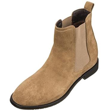 Imagem de CALTO Botas Chelsea masculinas invisíveis que aumentam a altura – Botas Chelsea de camurça – 7 cm mais alto, Marrom, 41