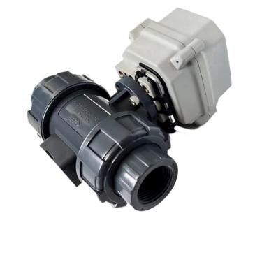 Imagem de Válvula motorizada DN25 UPVC True Union DC12V, válvula de água motorizada ADC24V pode ser usada para abastecimento de água de piscina (NPT THREAD_DC12V_CR502)