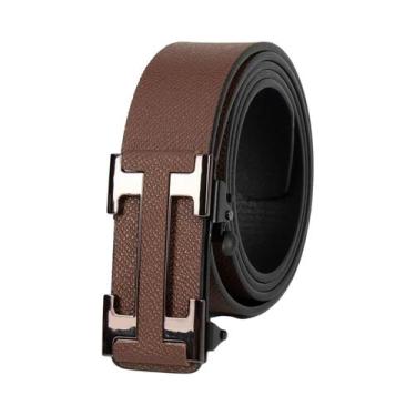 Imagem de Cinto De Couro Escuro Masculino Acessório De Moda Luxuoso E Durável Pa
