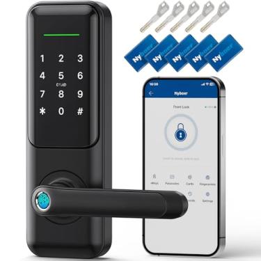 Imagem de Fechadura e maçaneta inteligente com impressão digital sem chave – Entrada do teclado, senha eletrônica para porta da frente