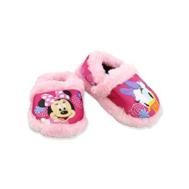 Imagem de Minnie Mouse Chinelos infantis de pelúcia evasê, Rosa fúcsia, 11-12 Little Kid