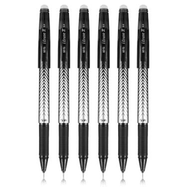 Imagem de M&G Canetas apagáveis, ponta fina de 0,5 mm, canetas de gel apagáveis de tinta preta com aderência confortável e tampa, fazem com que os erros desapareçam para desenho, planejador de escrita e