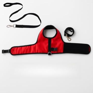 Imagem de Peitoral Anti Puxão para Cães com Guia 1,5m | Peitoral Ajustável Confortável(Rosa + Guia,GG)