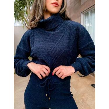 Imagem de Conjunto Blusa e Calça de Tricô Manga Longa Tricot Quentinho Mousse Fe