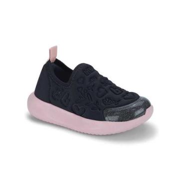 Imagem de Tênis Infantil BIBI Flash Estampado Rosa Coração Feminino, Azul marinh