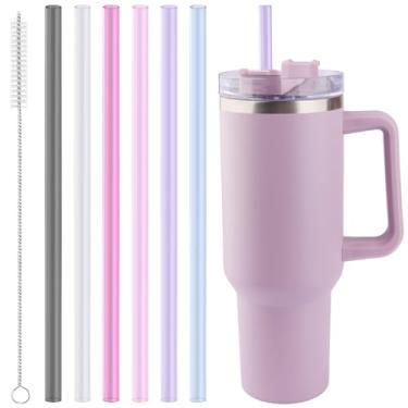 Imagem de Joshey Canudos de substituição Tritan de 30,5 cm para copo Stanley 1,134 g - pacote com 6 canudos longos reutilizáveis com escova de limpeza, serve para acessórios de copo Stanley de 850 g e 1,134 g