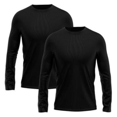 Imagem de Kit 2 Camisetas Masculina Manga Longa Dry Proteção Solar UV Segunda Pele Treino-Masculino