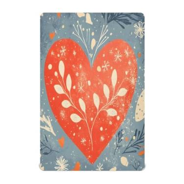 Imagem de Wassud Jogo de lençol de berço respirável para meninos e meninas, com coração vermelho, neutro, 68 x 99 cm