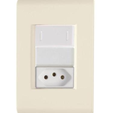 Imagem de Cj Interruptor E Tomada 10a Liz Bege Tramontina Completo Pronto Tramon