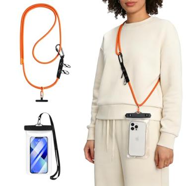 Imagem de Sayene Cordão de telefone com alças para pendurar e capa de telefone à prova d'água, alça de telefone ajustável anti-roubo transversal para telefones de ≤ 17 cm, conjunto transversal de cordão de