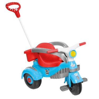 Imagem de Triciclo Infantil Velocita Classic Azul com Pedal e Empurrador Calesit