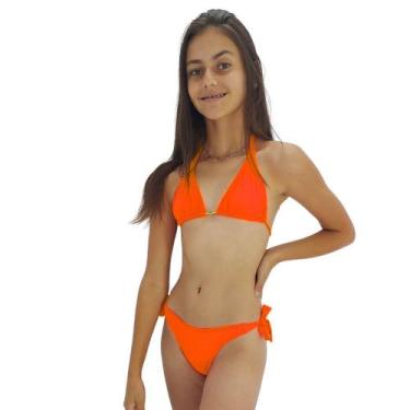 Imagem de Biquini Juvenil Neon Sem Bojo Calcinha De Amarrar Lateral - Hype Modas