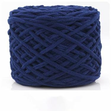Imagem de Fio de chenille grosso para cobertores, novelo de camada única super macio para tricô, crochê e decoração de casa DIY (azul marinho)