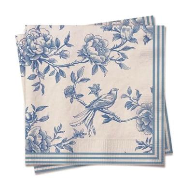 Imagem de Guardanapo de Papel Versalhes Azul e Marfim 32,5 x 32,5 cm Folha Dupla 20 Folhas Cromus