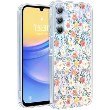 Imagem de Jkvare Capa para Samsung Galaxy A15 compatível com MagSafe, capa protetora magnética sem fio com padrão estético cristalino para mulheres e meninas - floral vintage