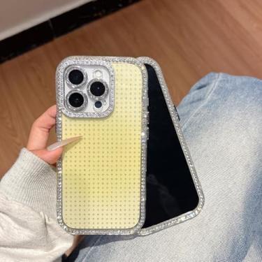 Imagem de HTVJFX Capa protetora para lente de câmera com glitter da moda para iPhone 13 Pro, capa brilhante à prova de choque (para iPhone 13 Pro/amarelo)