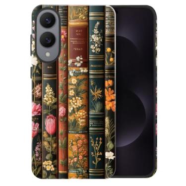 Imagem de heindiy Compatível com Samsung Galaxy S25 Edge, capa brilhante, proteção total, à prova de choque, anti-arranhões, capa de TPU, capas para homem mulher - prateleira de livros vintage escura