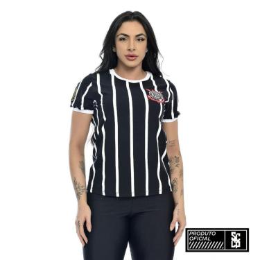 Imagem de Camiseta Feminina Retrô Corinthians Democracia 1982 S/N Preto-Feminino