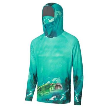 Imagem de Camiseta De Pesca Camuflada Masculina Com Capuz, Proteção Solar UV UPF