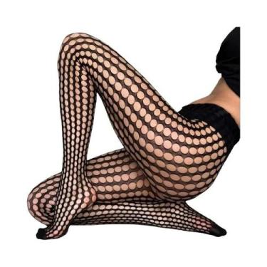 Imagem de Meias-calças Pretas Com Padrão De Rede Para Mulheres, Estilo Y2K, Vaza