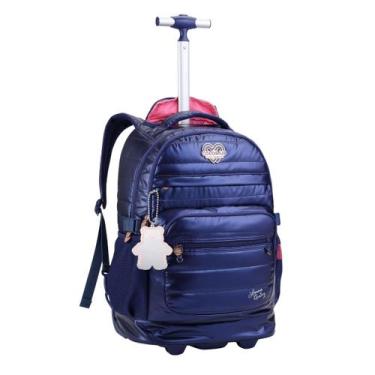 Imagem de Mochila Rodinhas Lorena Queiroz Metalizada Color Up Escolar Cor:Marinh