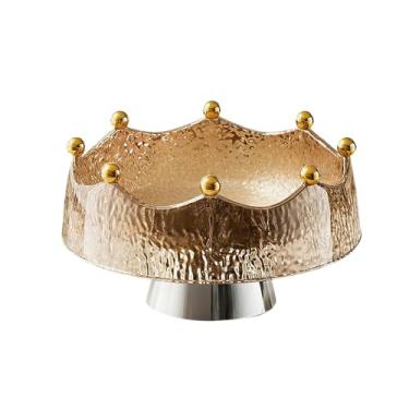 Imagem de Fenteer Fruteira com Pé, Prato para Frutas, Moderna, Leve e Versátil, Bandeja de Armazenamento Doméstico para Aniversário e Casamento, Marrom E Prata