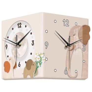 Imagem de Relógios de parede Farmhouse Elephant Pattern Relógio de parede de canto, relógio de design criativo frente e verso, relógio silencioso sem tique-taque, para corredor, pilar (Cor: A, Tamanho: 40 * 40